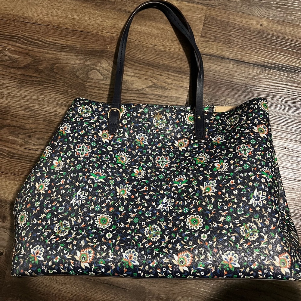 Large Kerrington Navy Soleil Floral Tory Burch